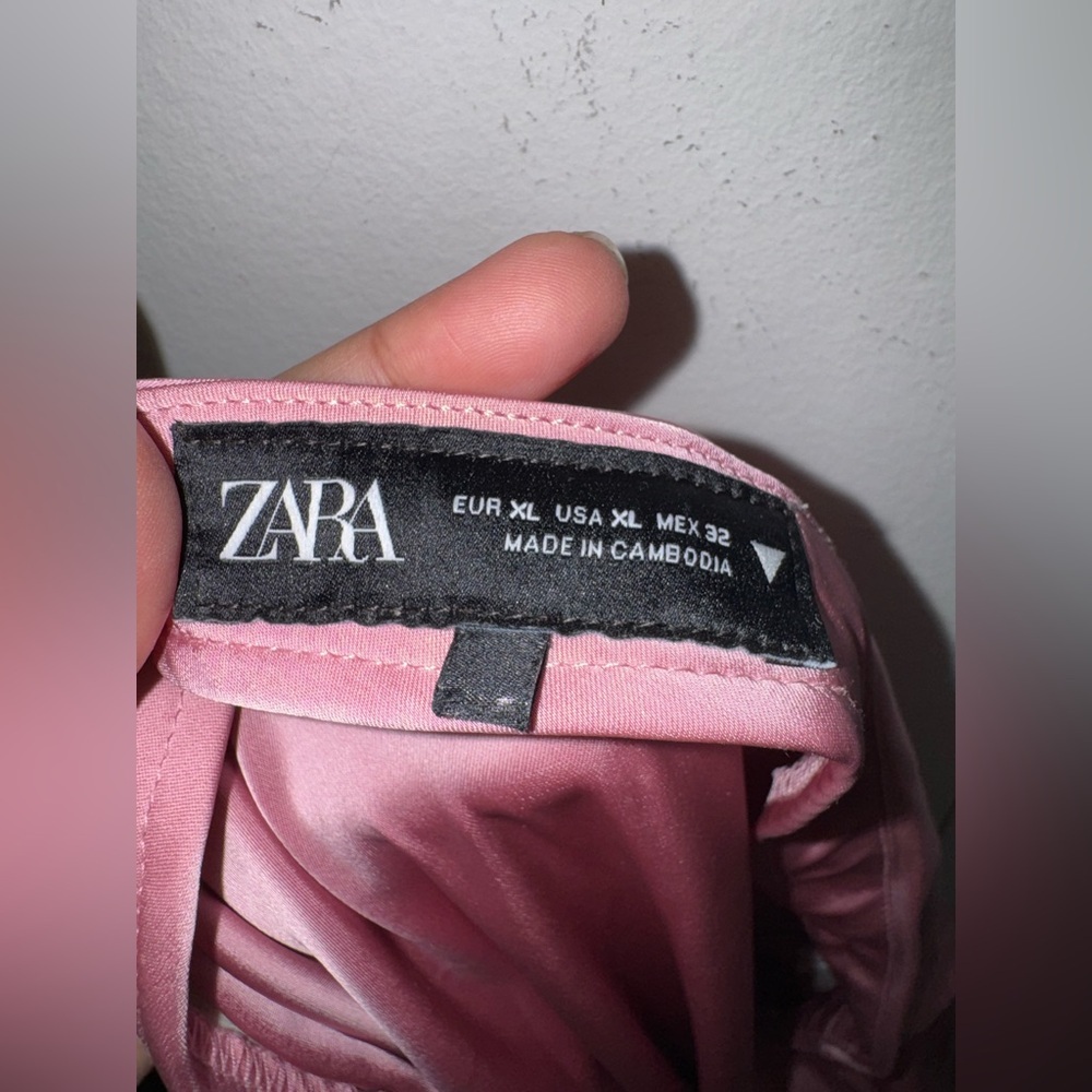 Zara Powder Pink Satin Maxi Slip Skirt size XL US 14 - Picture 4 of 4